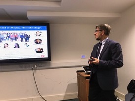 Prof Dulak speaking at Trinity Biomedical Sciences Institute